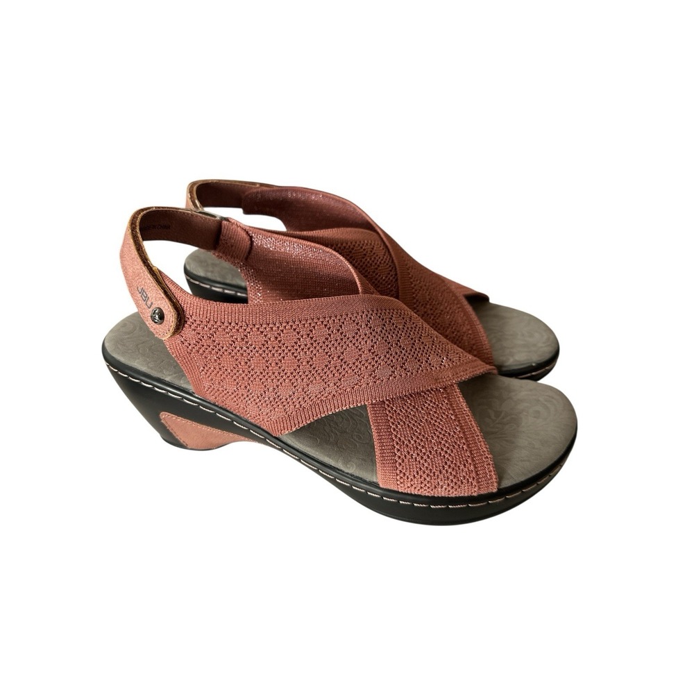 New JBU by Jambu Sandals Women's Size 11 Alyssa Shimmer Knit Wedge Heel Rose